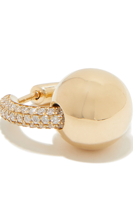 Embellished Hoop Earring, 14k Yellow Gold & Diamond